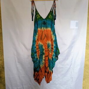 Vintage Tie Dye Flowy Harem Jumpsuit